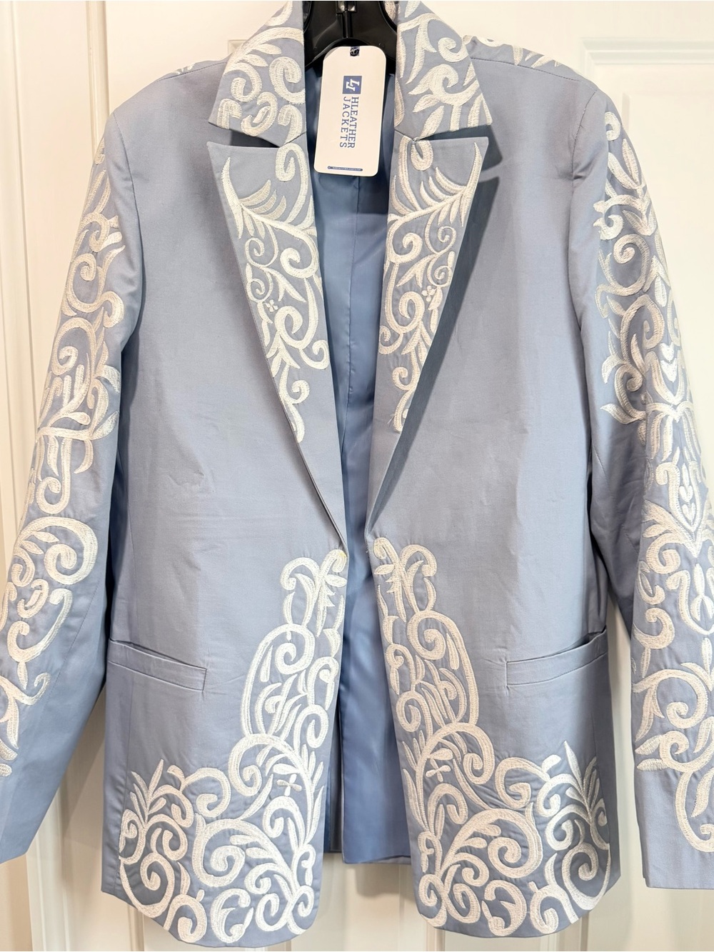 Light Blue Embroidered Tailored Blazer by Talbots